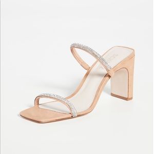 Schutz Salwa Square-toe Embellished Suede Mules